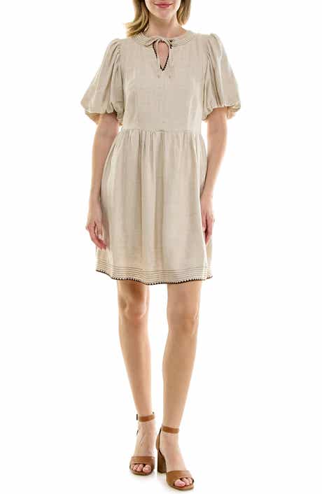 Embroidered Short Sleeve Fit & Flare Dress