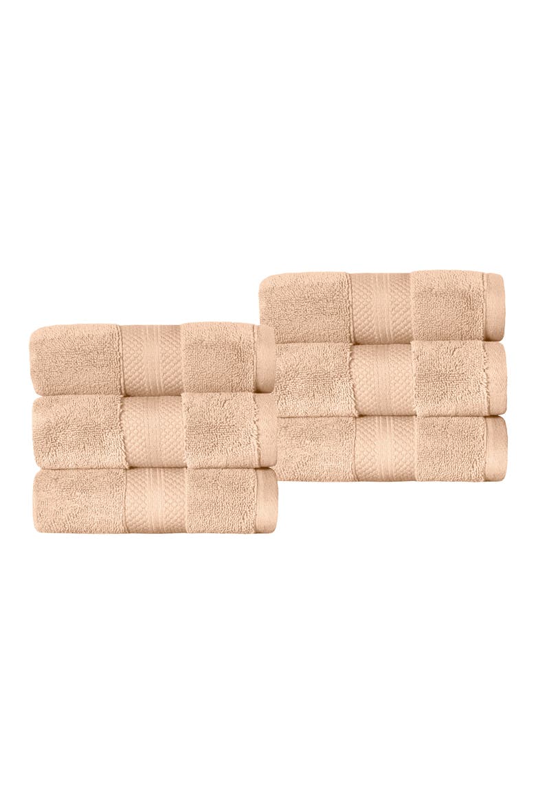 Aria 6-Piece Turkish Cotton Hand Towels, Main, color, HAZELNUT