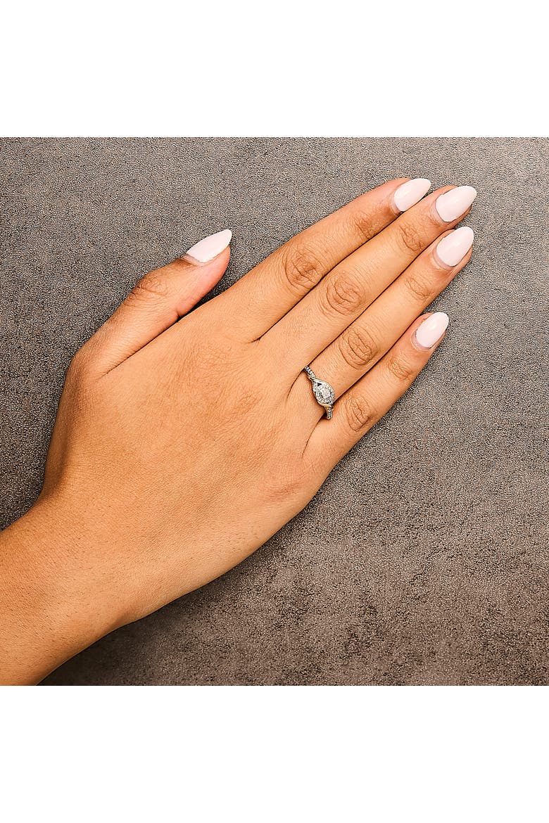 10K Yellow Gold 1/10 Cttw Diamond Swirl and Halo Promise Ring, Alternate, color, Yellow