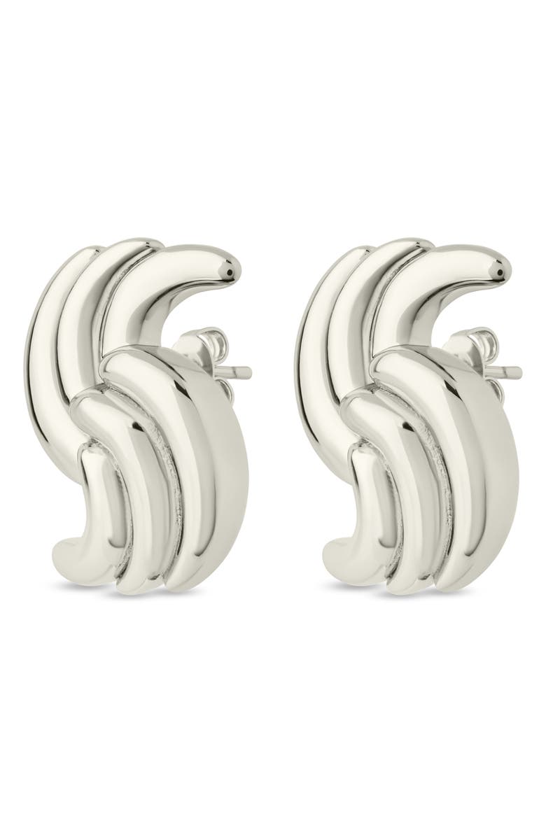 Sterling Forever Leni Twisted Statement Stud Earrings, Alternate, color, Silver