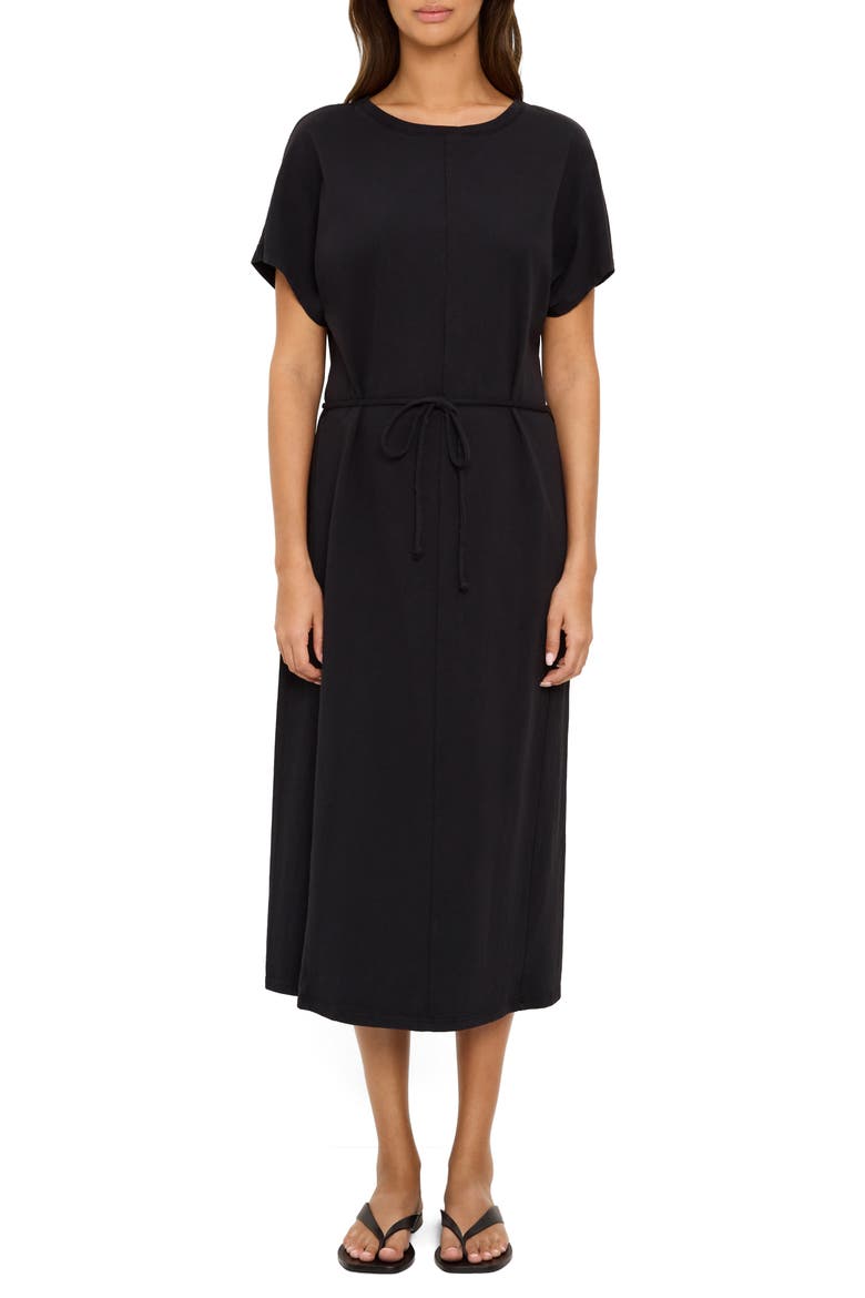 Evangeline Cotton Jersey Midi Dress, Main, color, BLACK