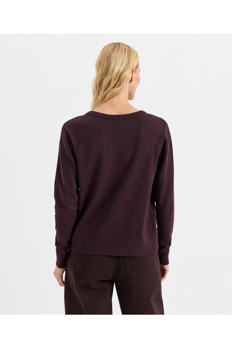 Organic Cotton Essential V-Neck Sweater, Alternate, color, Plum Heather