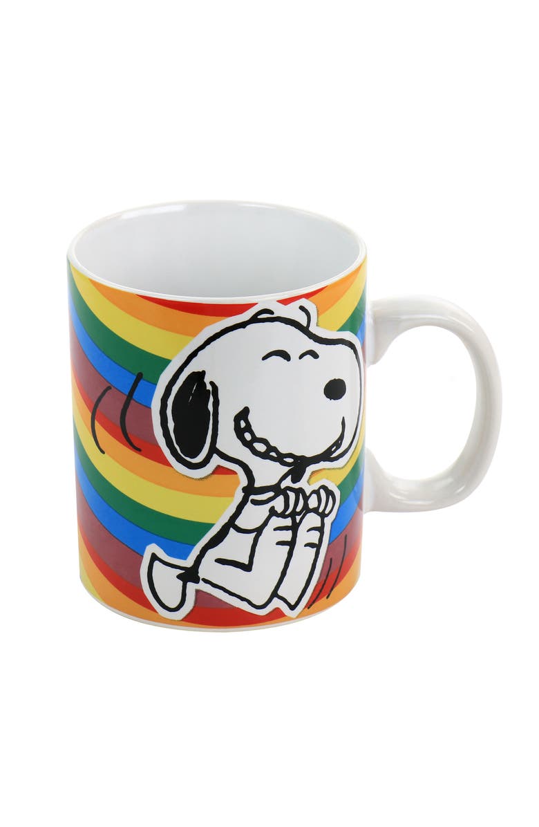 Gibson 70th Anniversary 15oz 4 Piece Stoneware Mug Set in Rainbow, Alternate, color, White