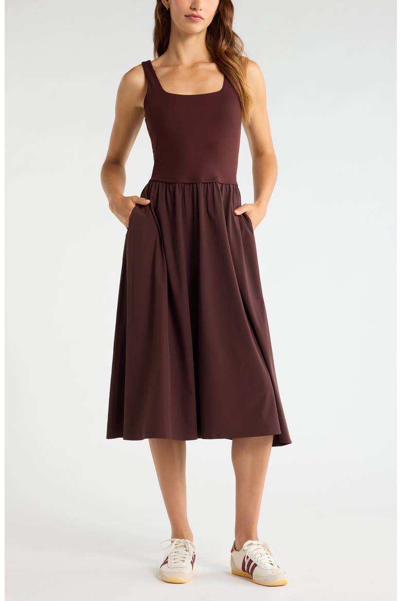 Effortless Sleeveless Midi Dress, Main, color, BROWN RISTRETTO