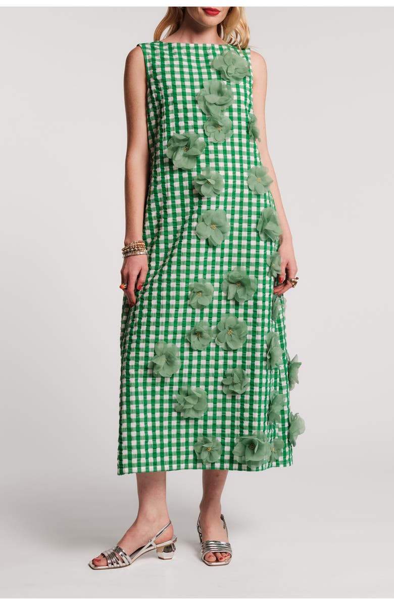 Frances Valentine Origami Dress Gingham, Main, color, Green/Oyster