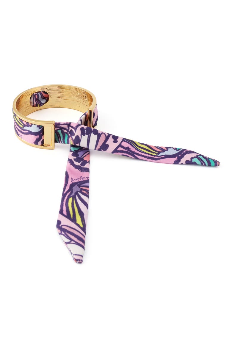 Butterfly Fabric Tie Bracelet, Alternate, color, GOLD/ MULTI