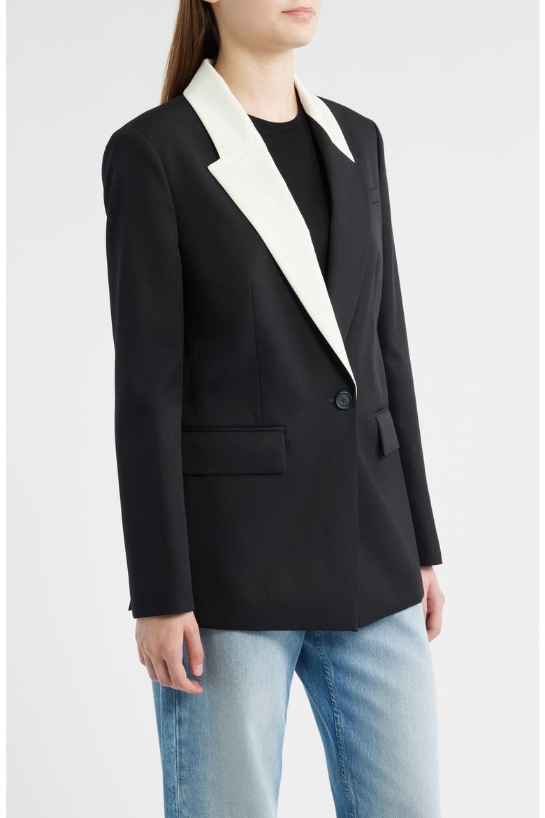 Janka 6 Colorblock Wool Blazer, Alternate, color, BLACK