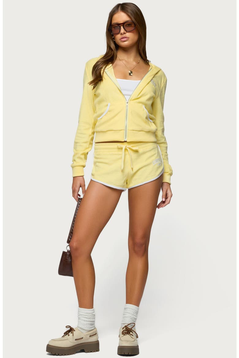 Madilyn Terry Cloth Zip-Up Hoodie, Alternate, color, YELLOW