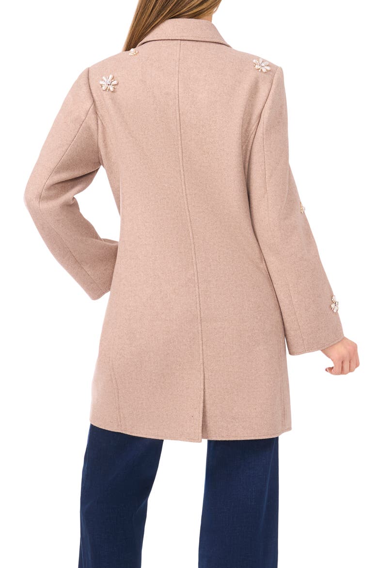Faux Pearl & Rhinestone Detail Coat, Alternate, color, SAFARI