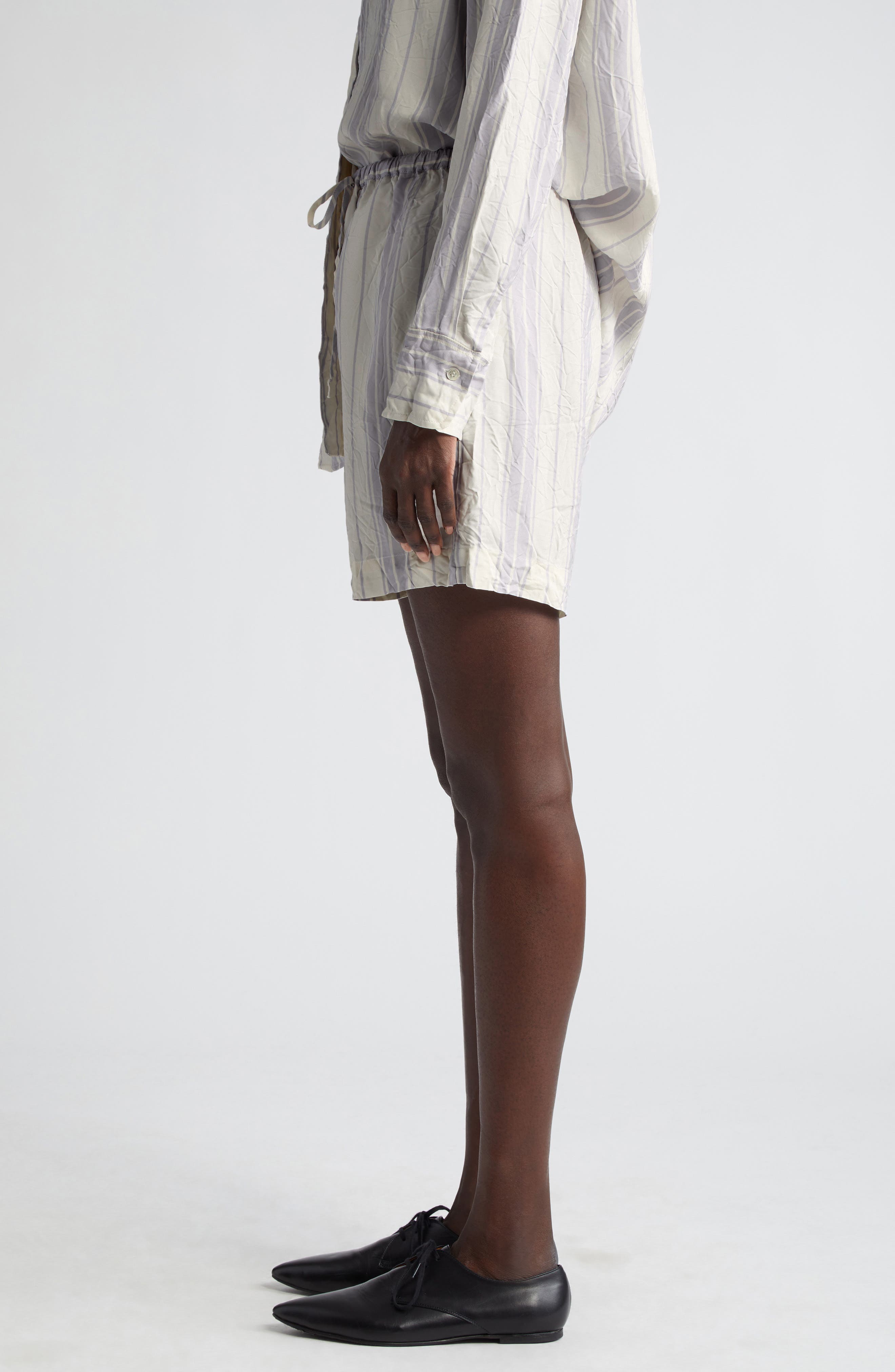 BITE Studios Portico Stripe Rumpled Satin Drawstring Shorts (Women ...