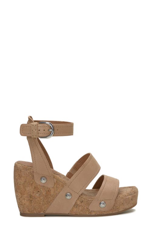 Shop Lucky Brand Valintina Ankle Strap Platform Wedge Sandal In Putty