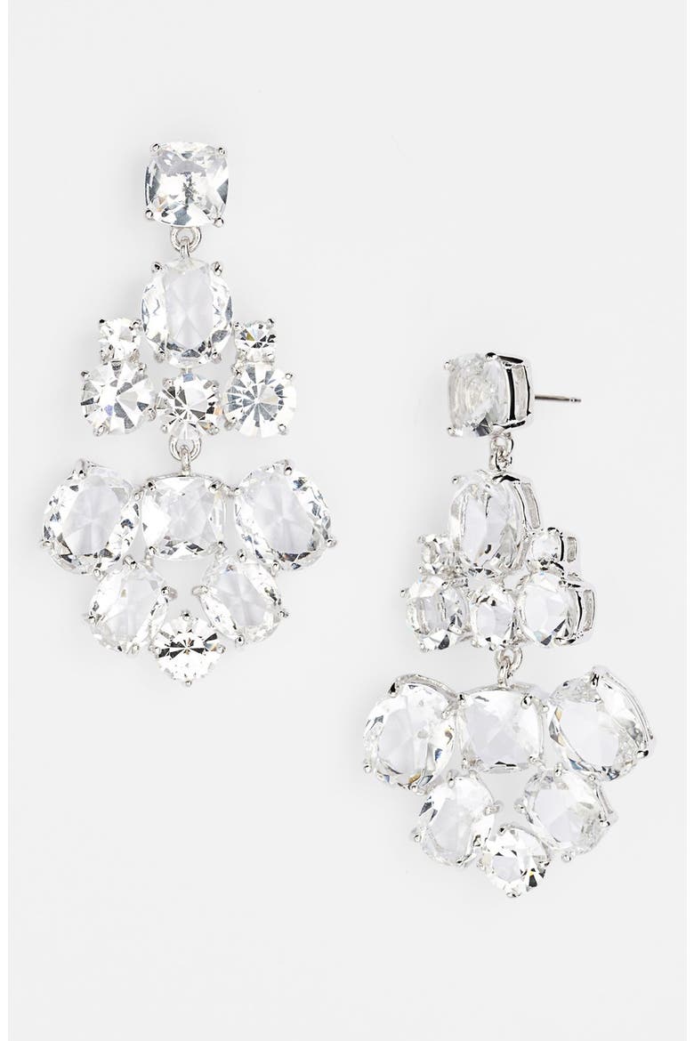 chandelier earrings, Main, color, CLEAR/ SILVER