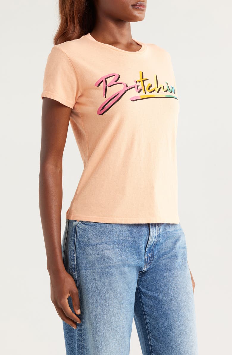 MOTHER The Lil Goodie Goodie Graphic Tee, Alternate, color, Peach Cobbler- Bitchn