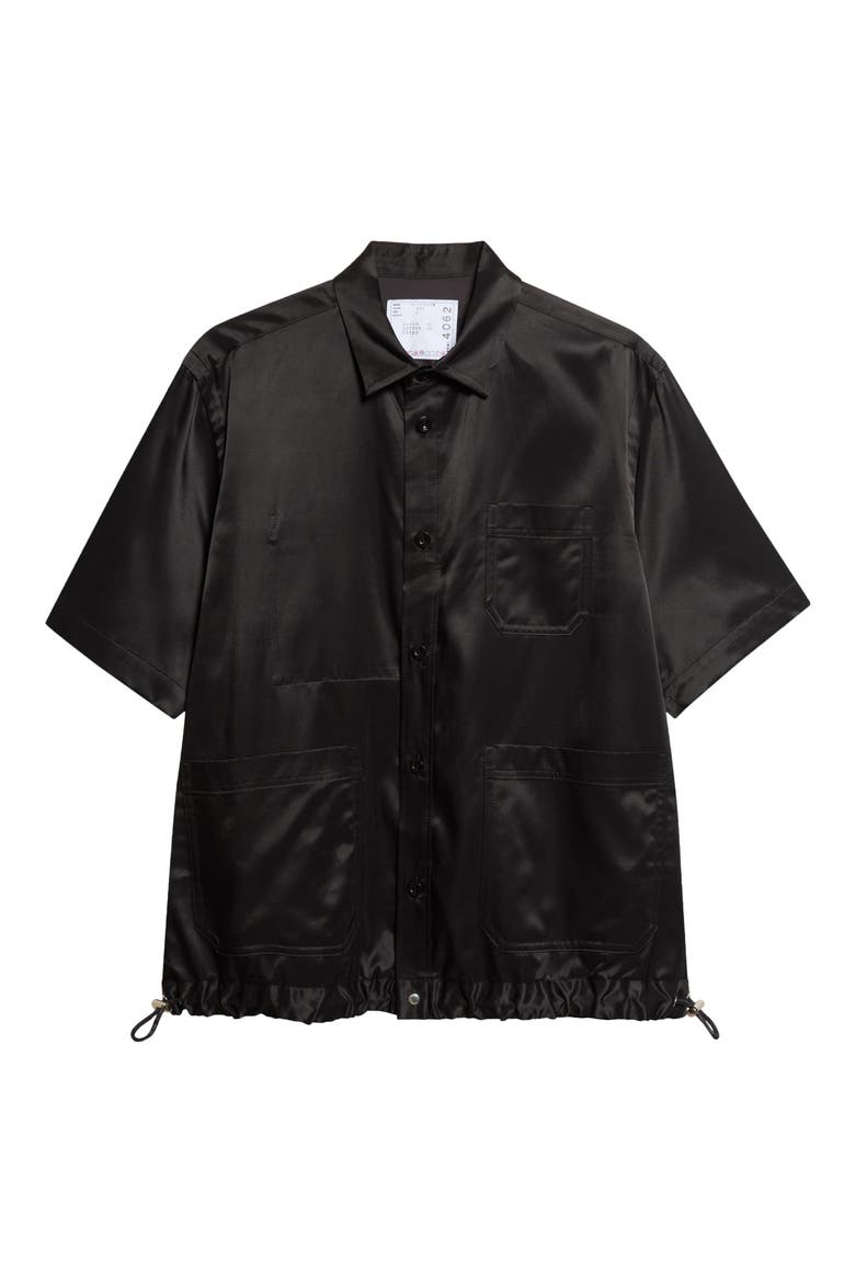 Twill Short Sleeve Shirt, Main, color, BLACK