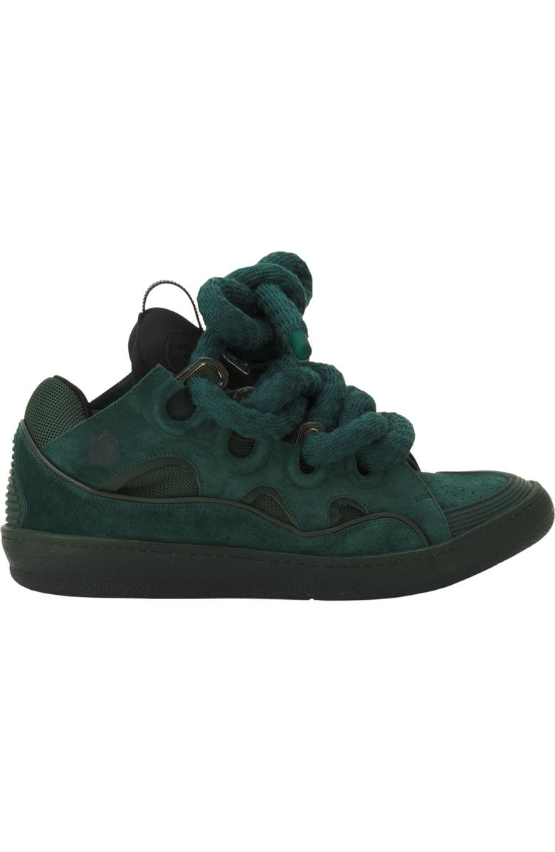 Lanvin Curb Sneakers In Leather With Snake Laces, Main, color, Green/Black