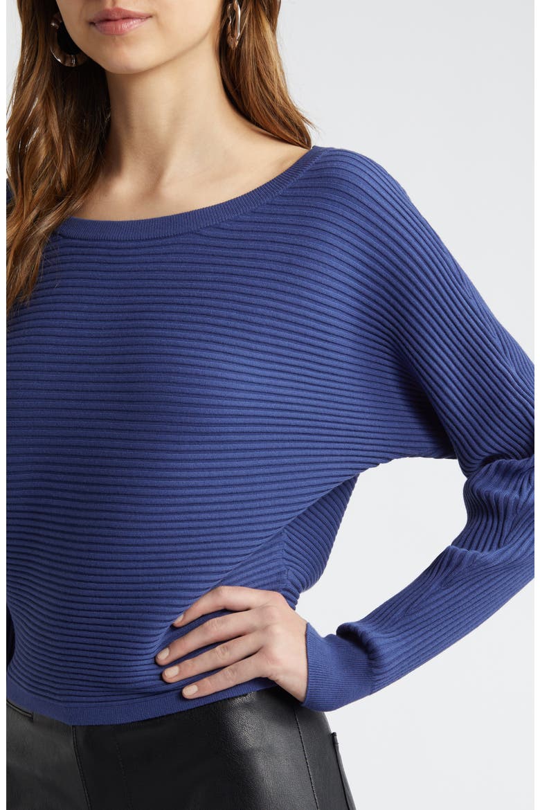 Luxe Sculpt Rib Dolman Sleeve Sweater, Alternate, color, BLUE COBALT
