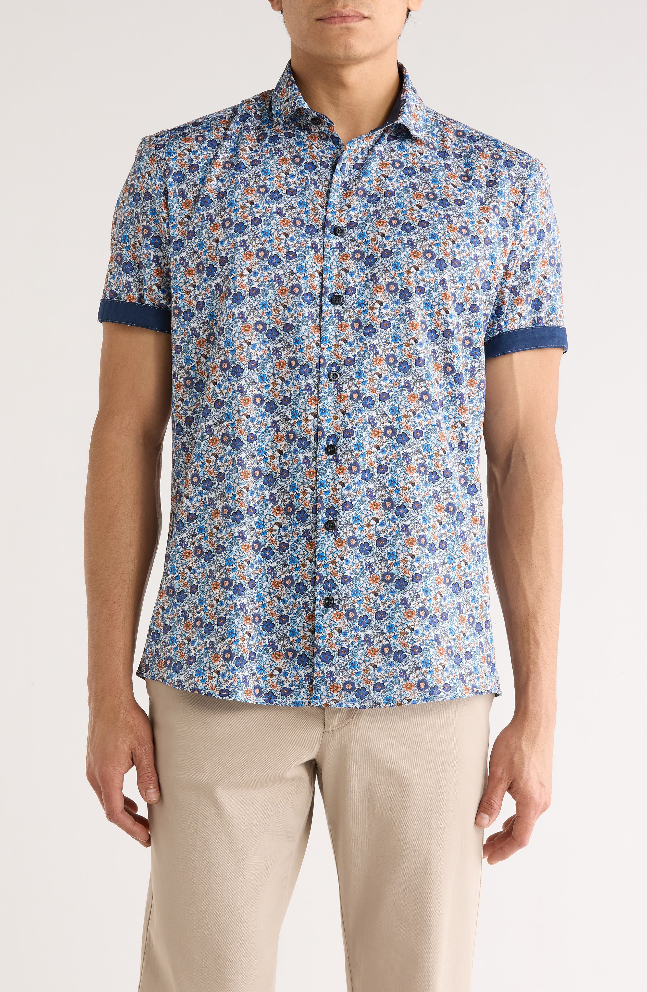 SOUL OF LONDON Floral Short Sleeve Sport Shirt
