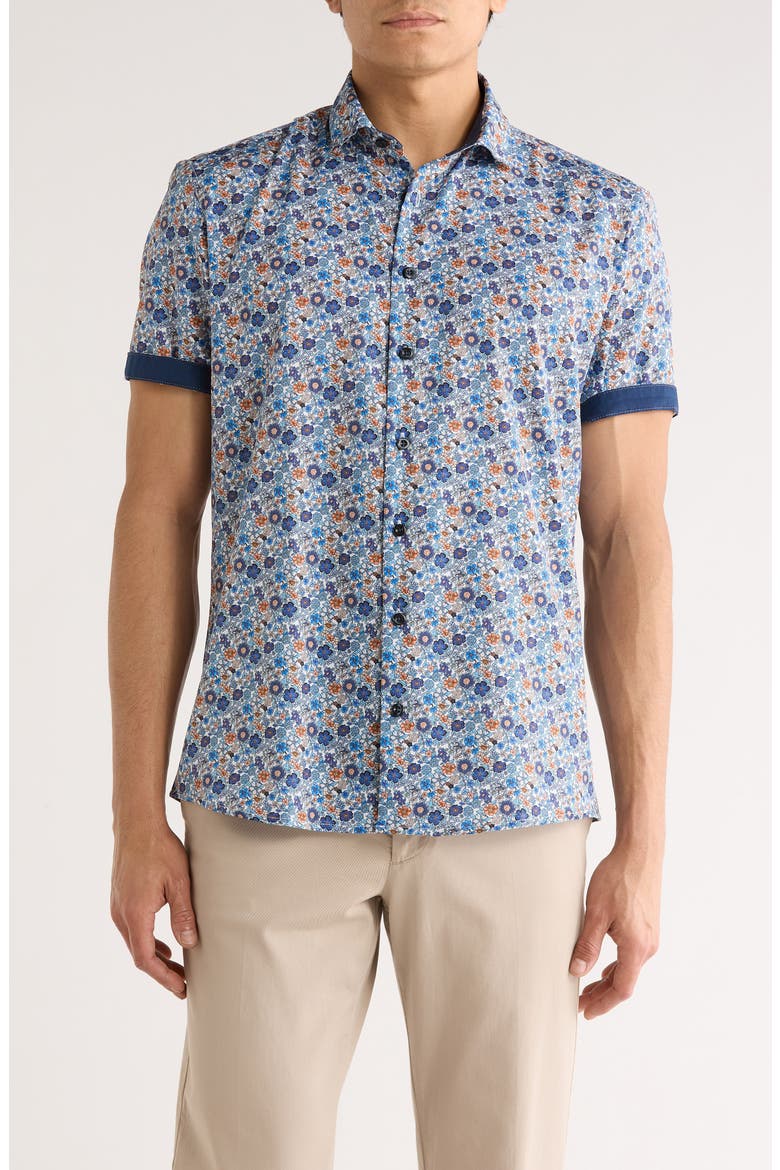 Floral Short Sleeve Sport Shirt, Main, color, BLUE MULTI