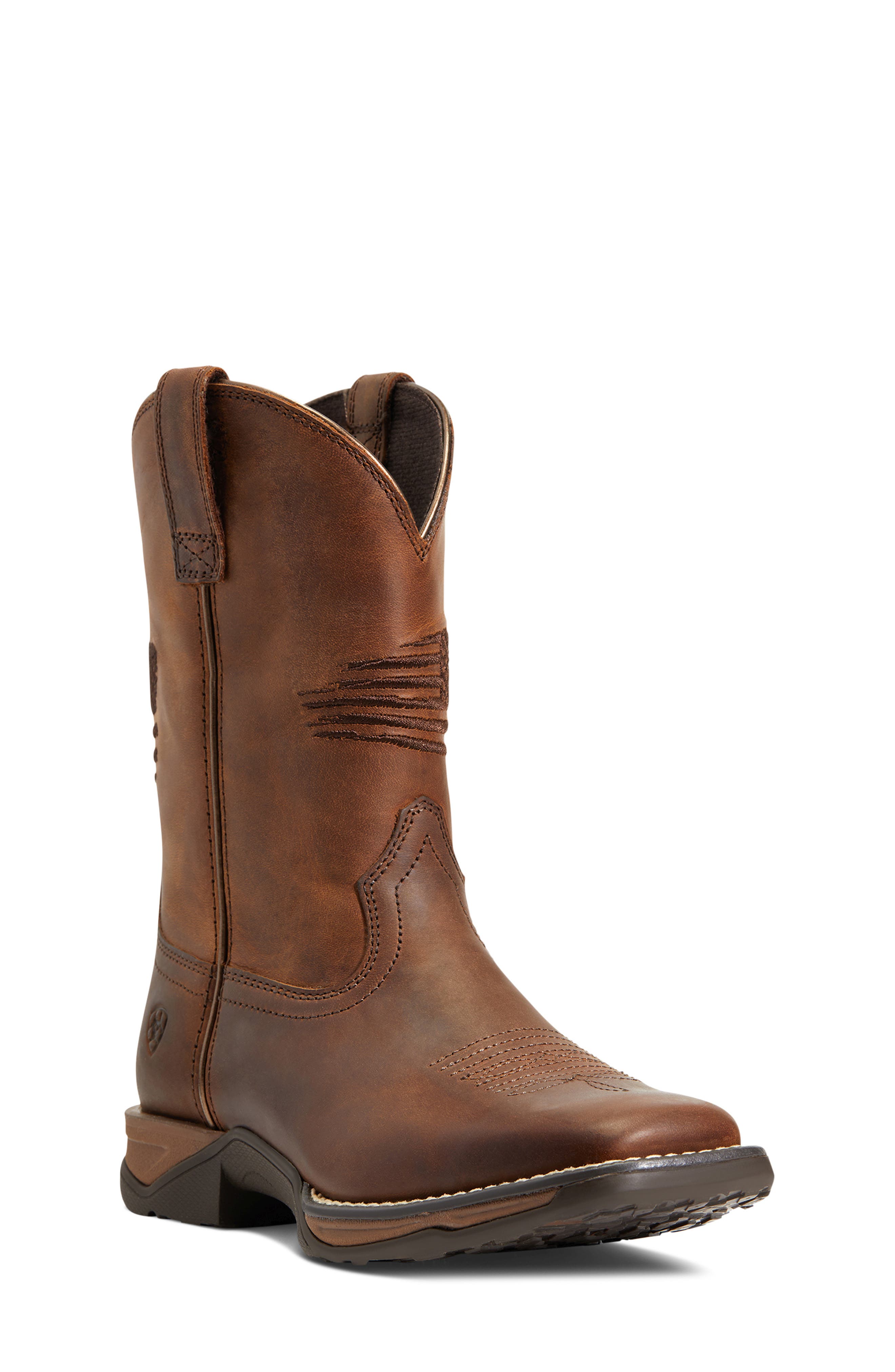 Ariat Kids' Anthem Patriot Western Boot, Main, color, Distressed Brown