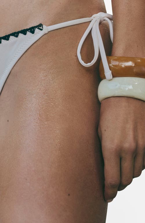 Mango Blanket Stitch Embroidered Bikini Bottoms In White