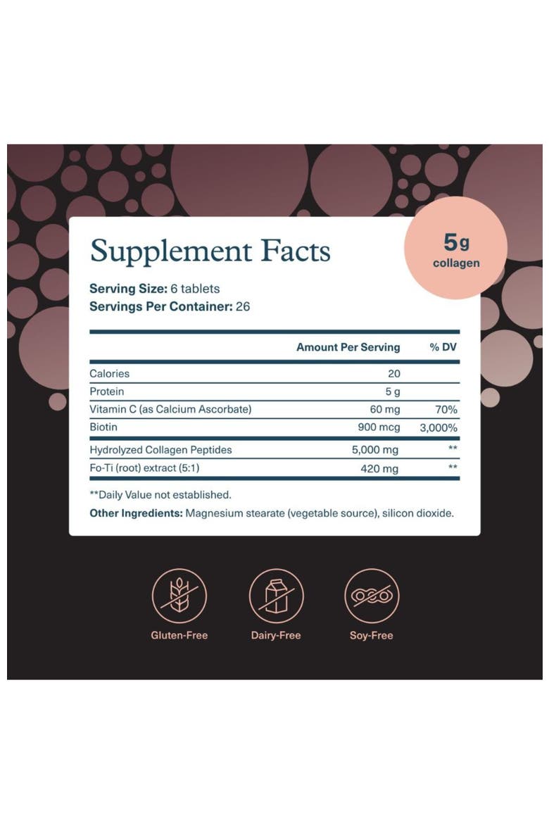 Collagen Vegetarian Supplement Tablets with Biotin 160 Tablets, Alternate, color, None