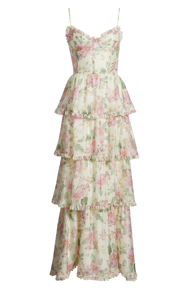 Lucy Paris Guinevere Tiered Dress, Alternate, color, Ivory Floral