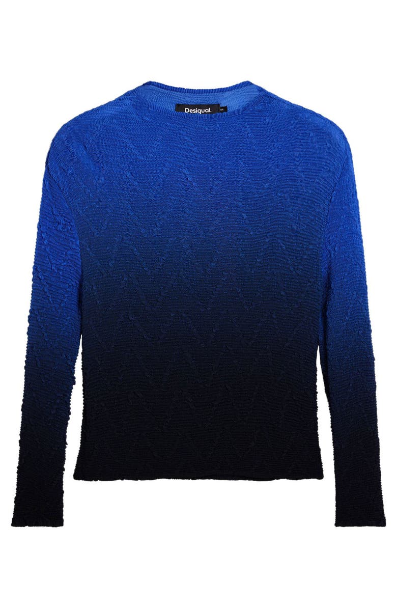 Desigual Ombré Texture Knit Top, Alternate, color, Klein Blue