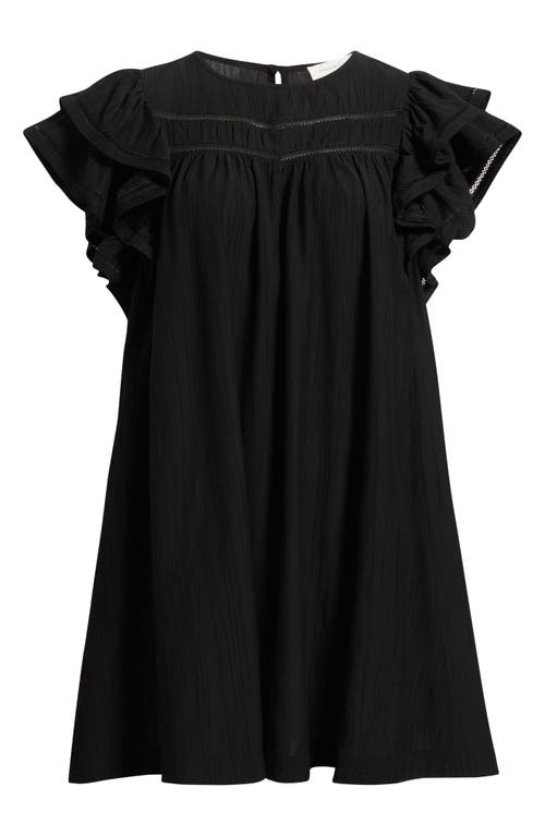 Treasure & Bond Double Ruffle Shift Dress In Black