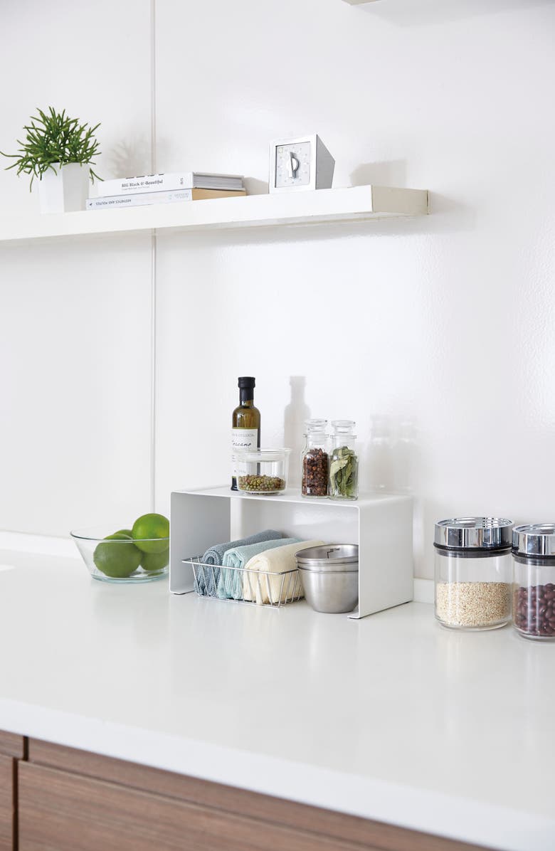 Yamazaki Stackable Countertop Shelf, Alternate, color, White