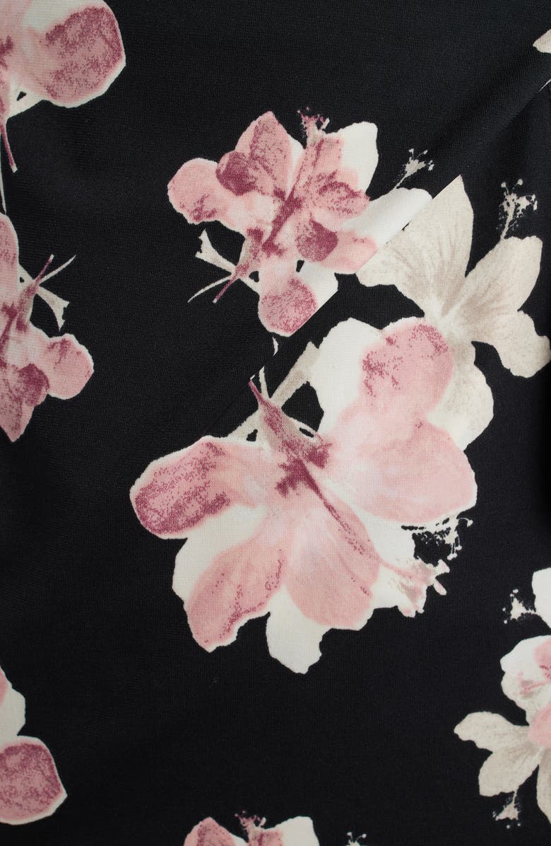 Anne Klein Floral Print Wrap Top, Alternate, color, Anne Black Multi