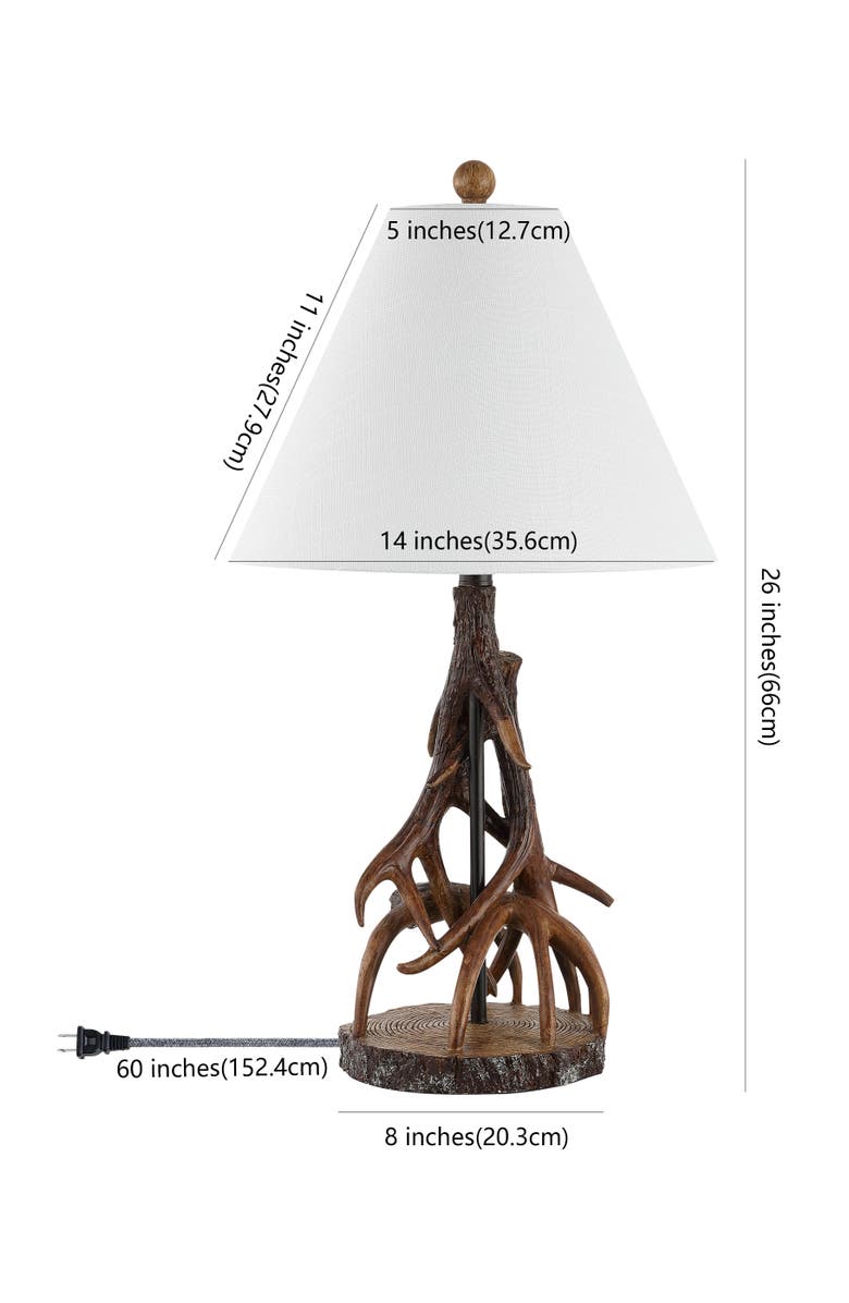 JONATHAN Y Cabell 26" Farmhouse Rustic Iron LED Table Lamp, Brown/White, Alternate, color, Brown