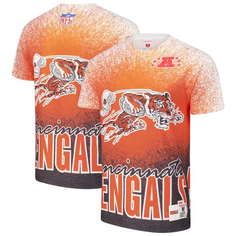 Men's Mitchell & Ness  White Cincinnati Bengals Team Burst Vintage Logo T-Shirt