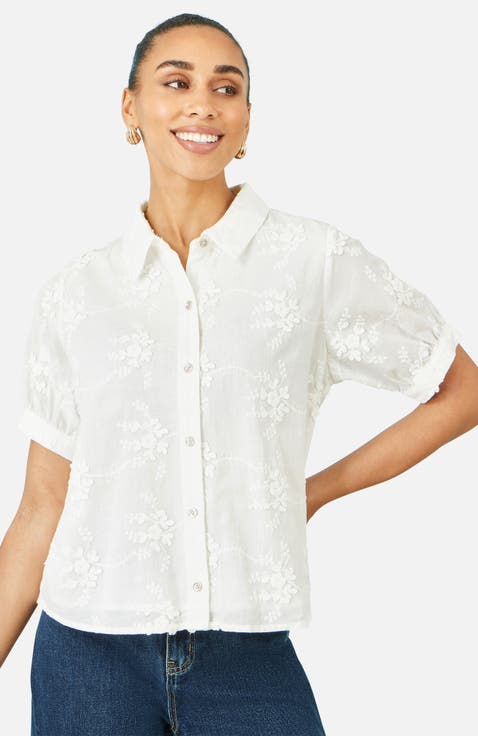 Cotton Flower Applique Shirt