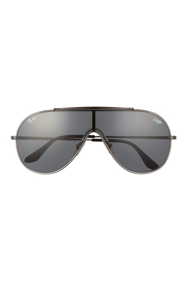 Wings 134mm Pilot Shield Sunglasses, Main, color, GUNMETAL/ DARK GREY