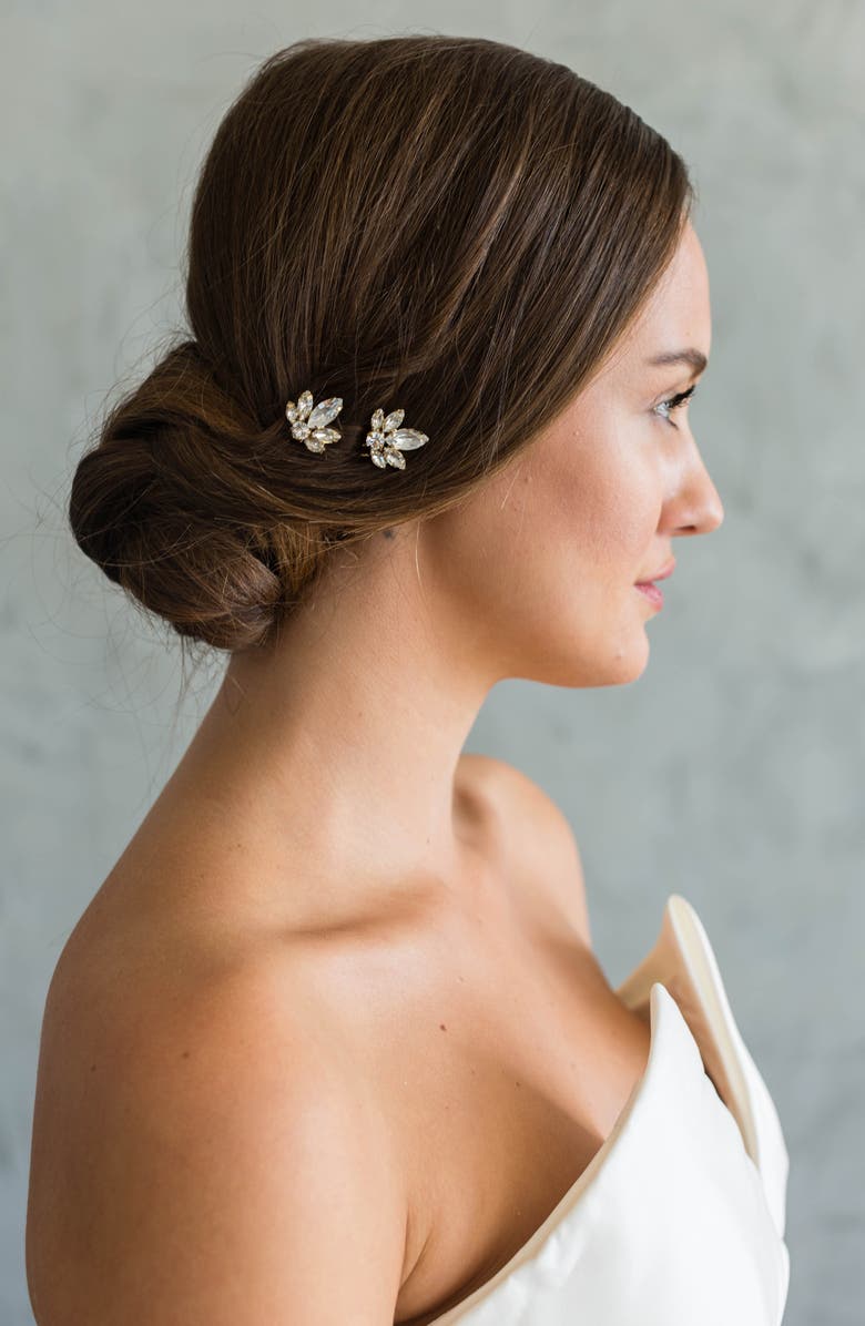 Brides & Hairpins Kenji Set of 2 Crystal Combs, Alternate, color, Gold