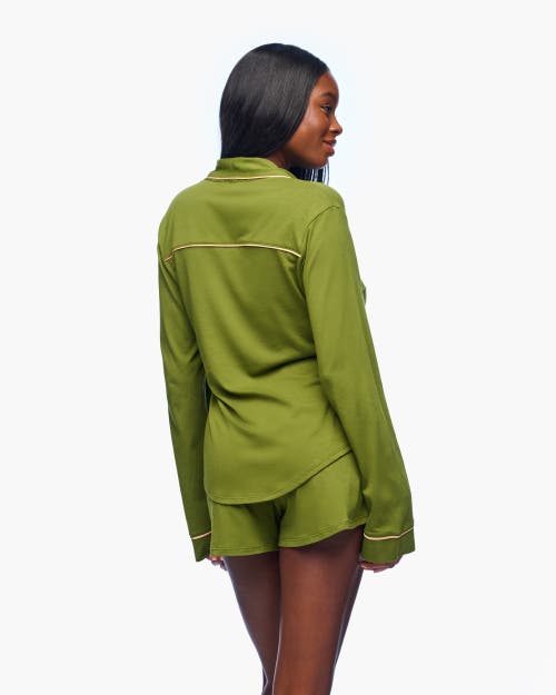 Cosabella Pima Lusso Ls Top Boxer Pj Set In Green