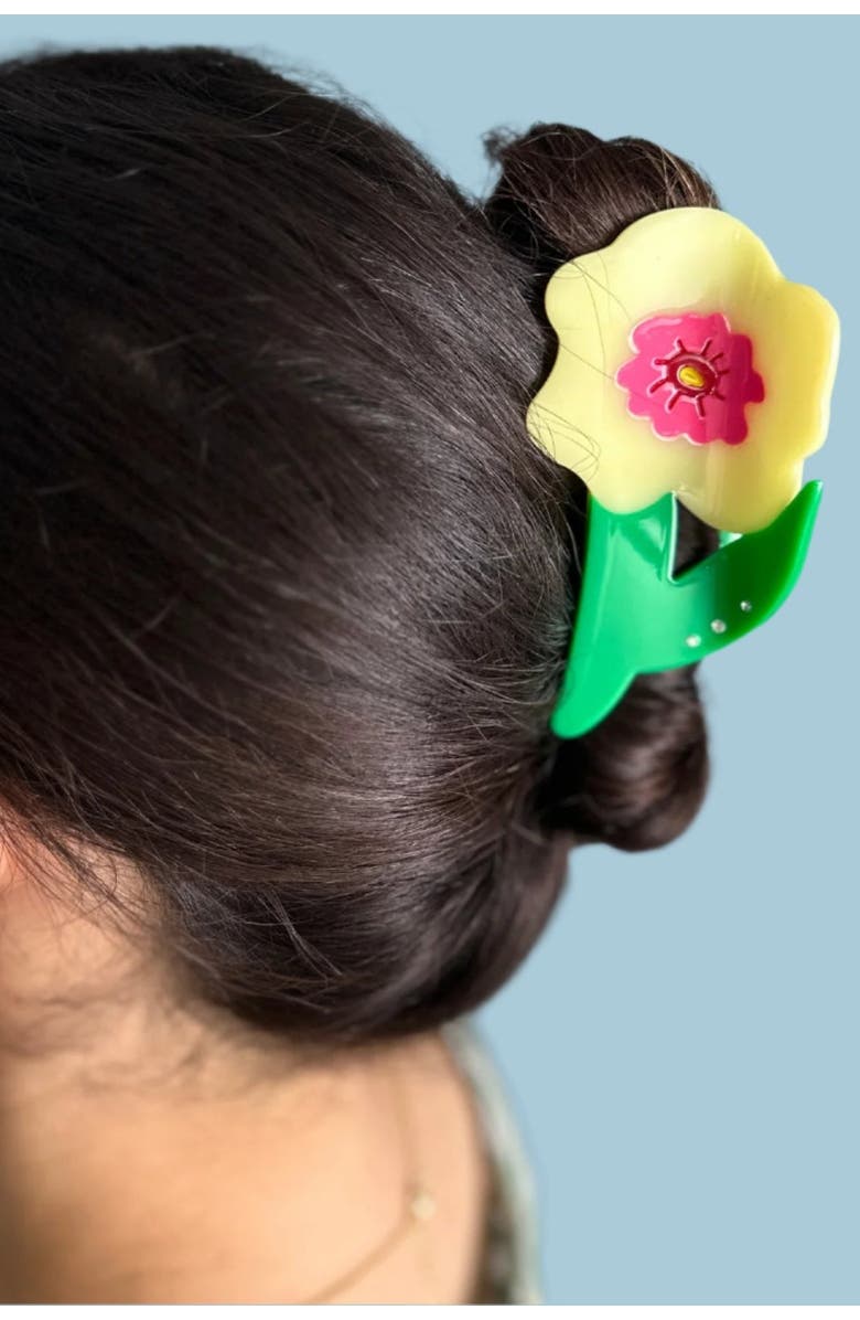 Centinelle Neon Yellow Flower Hair Claw, Alternate, color, Yellow