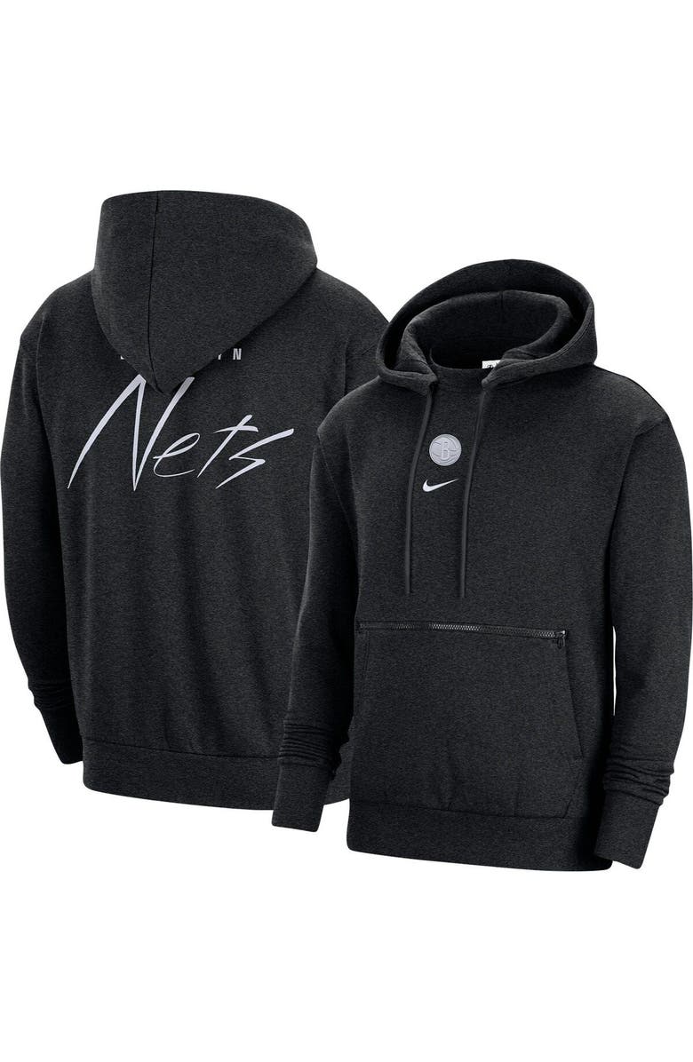 Nike Men's Nike Heather Black Brooklyn Nets Courtside Versus Flight Pullover Hoodie, Main, color, Heather Black