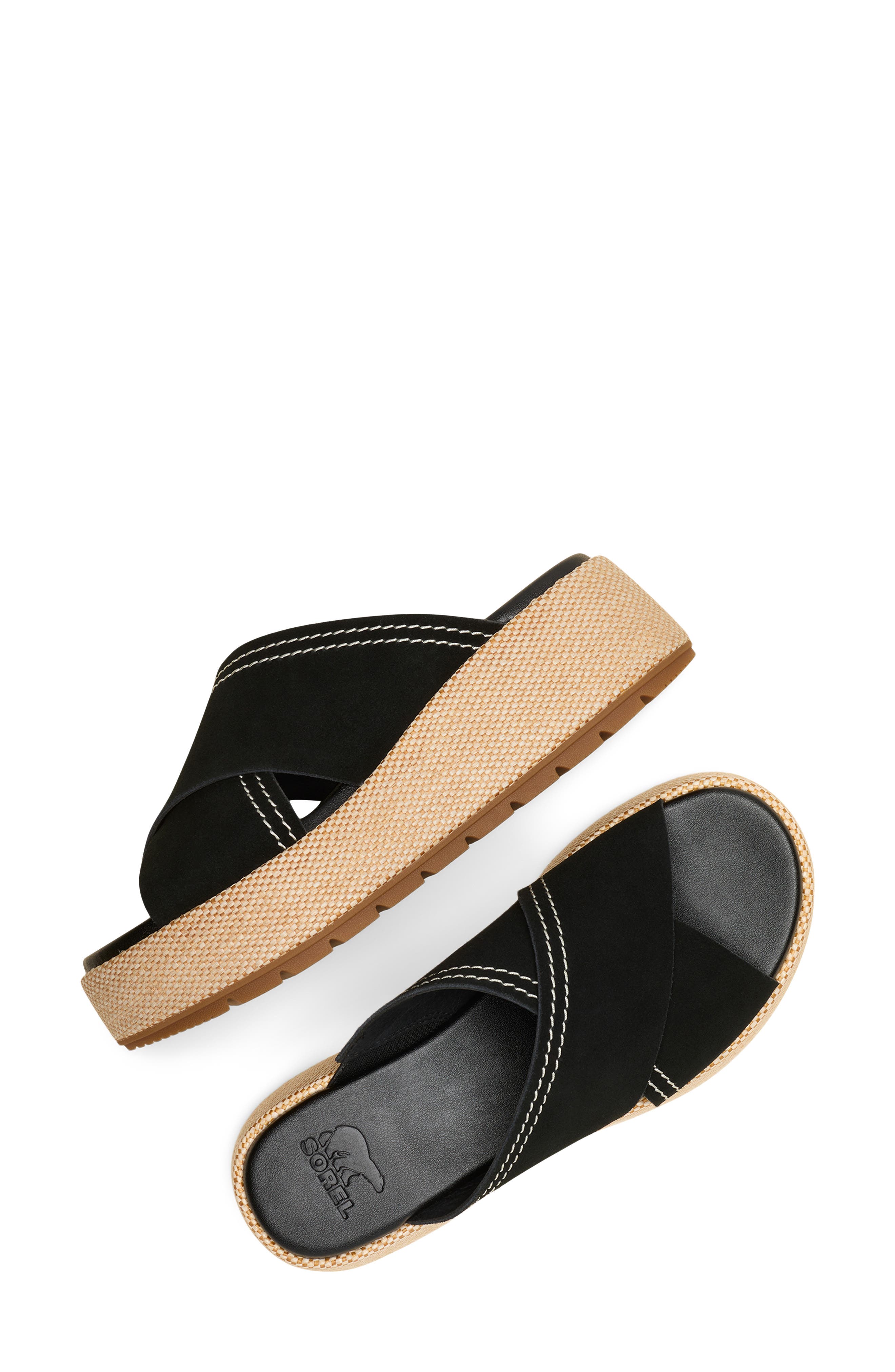 SOREL Sunpeak Platform Slide Sandal, Alternate, color, Black/ Gum 2