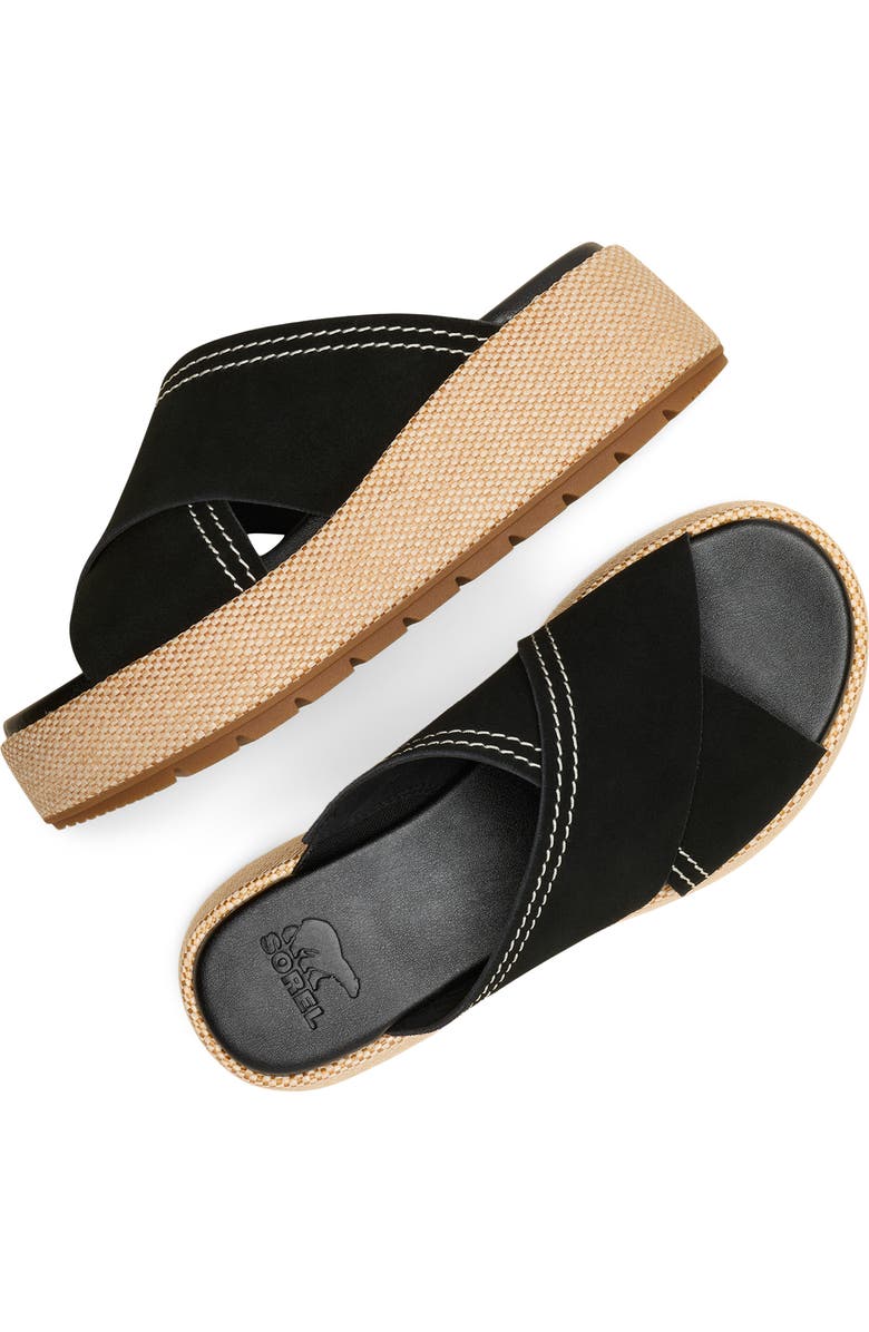 SOREL Sunpeak Platform Slide Sandal, Alternate, color, Black/ Gum 2