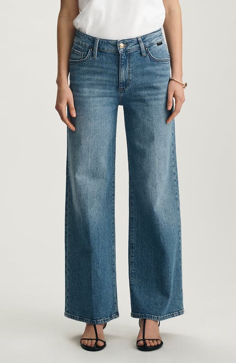 Paloma Mid Rise Wide Leg Jeans (Mid Brushed Gold)
