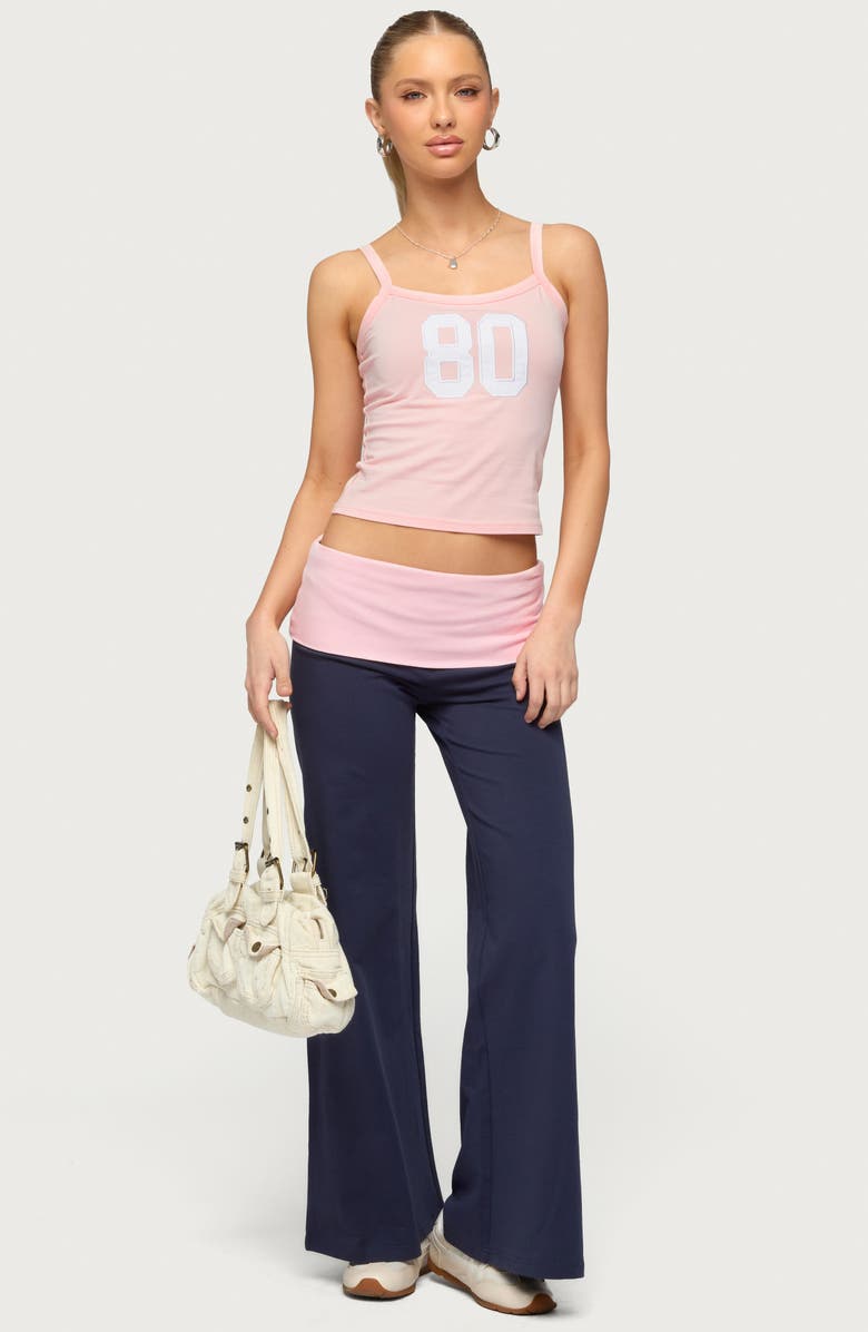 EDIKTED Foldover Contrast Wide Leg Pants, Alternate, color,