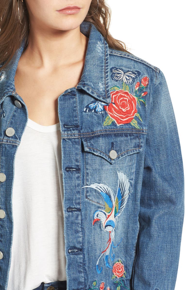 BLANKNYC Embroidered Denim Jacket, Alternate, color,