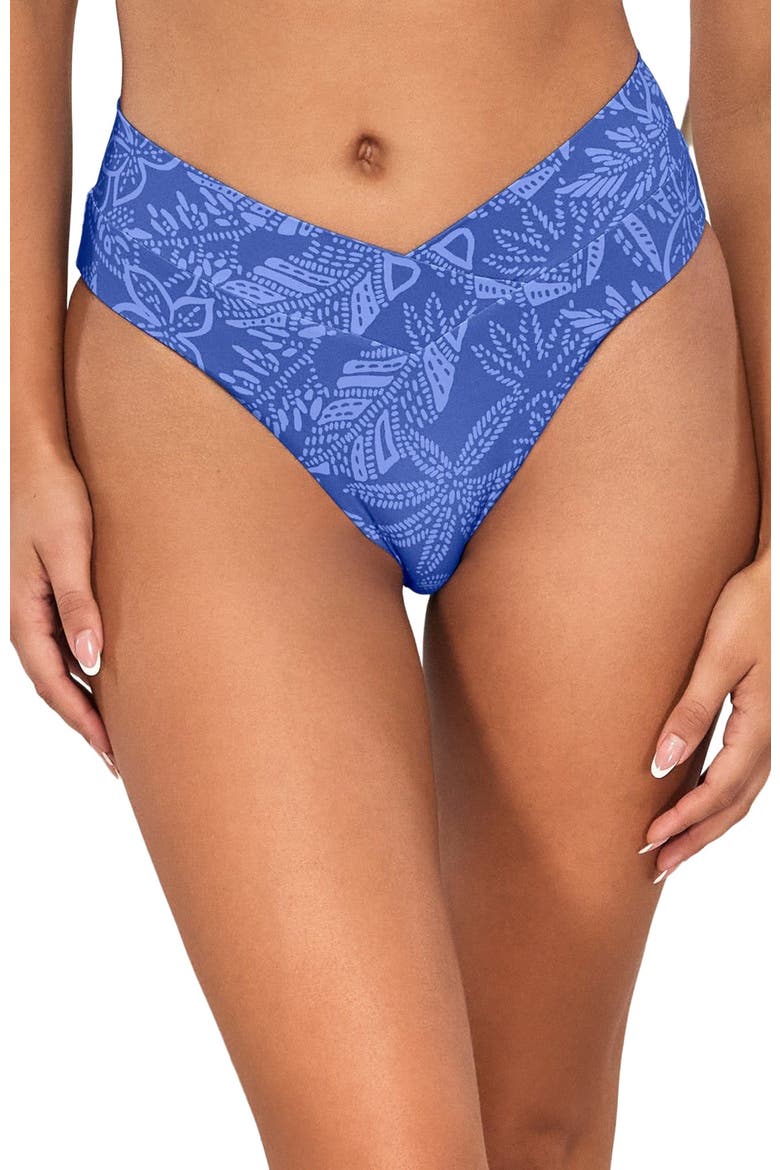 Delfina V Front Bikini Swim Bottoms, Alternate, color, Bahama Blues