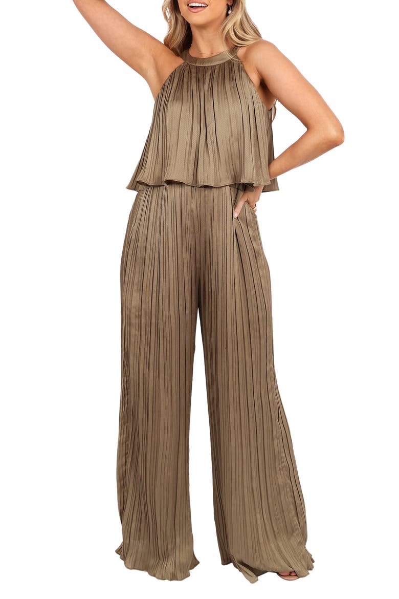 Alina Plissé Jumpsuit, Main, color, OLIVE