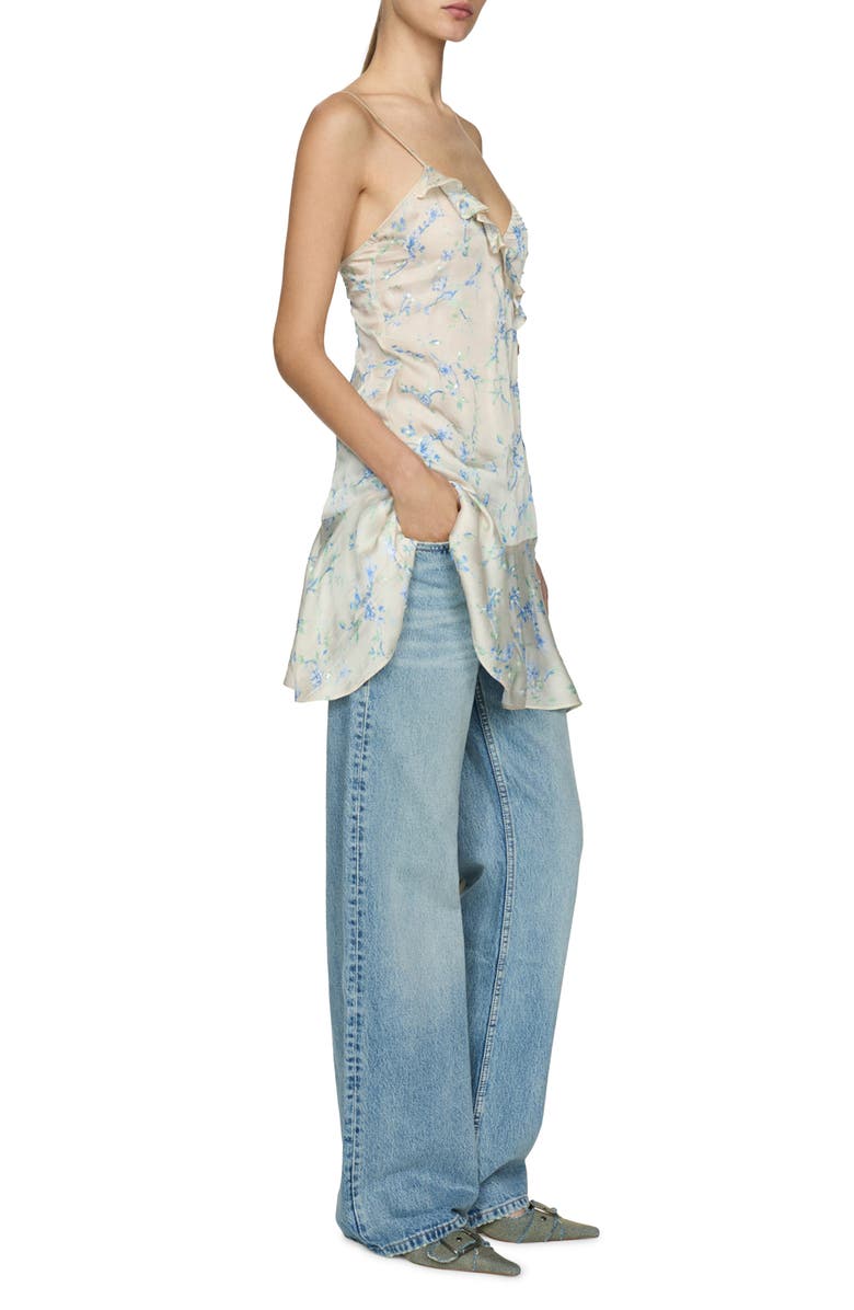 MANGO Floral Sequin Ruffle Minidress, Alternate, color, 