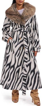 AZALEA WANG Softwave Faux Fur Trim Coat