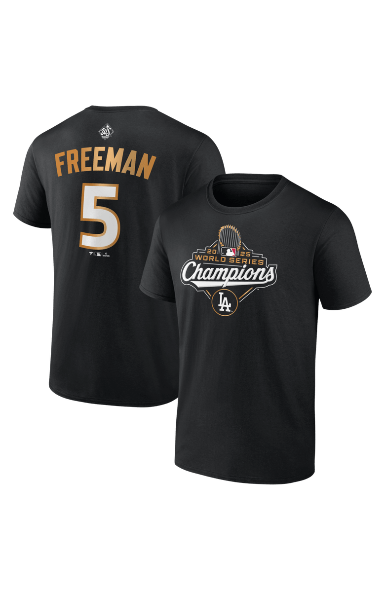 FANATICS Men
s Fanatics Freddie Freeman Black Los Angeles Dodgers 2025 World Series Champions Big 
Tall Name 
Number T-Shirt, Main, color, Black
