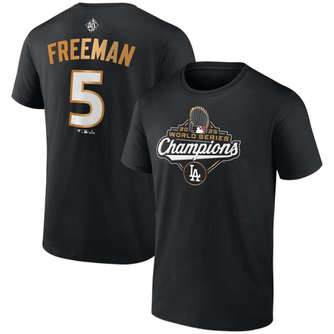 Men
s Fanatics Freddie Freeman Black Los Angeles Dodgers 2025 World Series Champions Big 
Tall Name 
Number T-Shirt