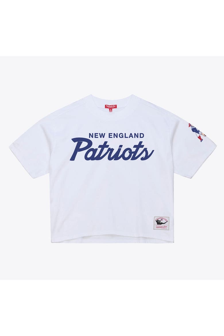 Women's Mitchell & Ness  White New England Patriots Head Coach Cropped T-Shirt, Alternate, color, White